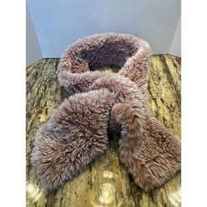 Ceceloria Dusty Rose Colored Shaggy Mink Soft Textured Faux Fur Pull Scarf